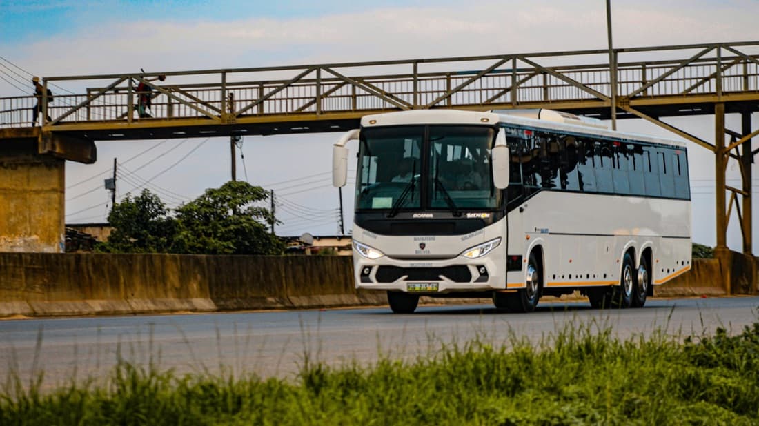 Tour bus on the road