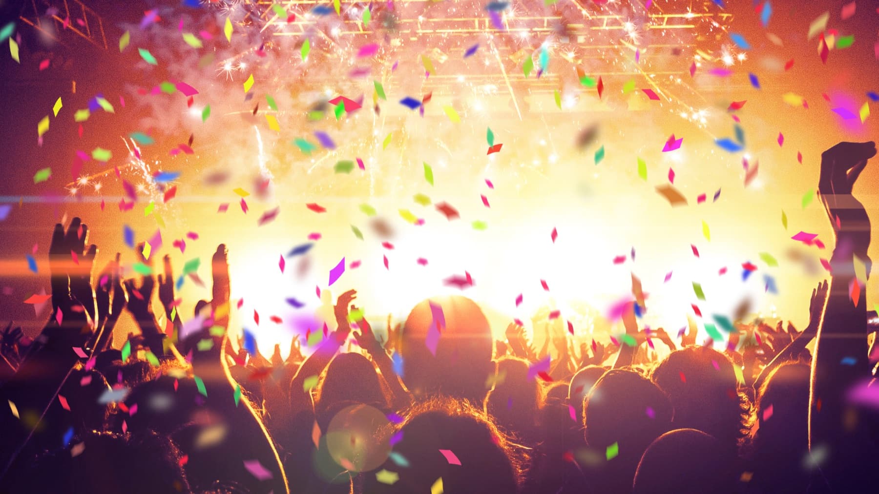 Confetti over the crowd at a show